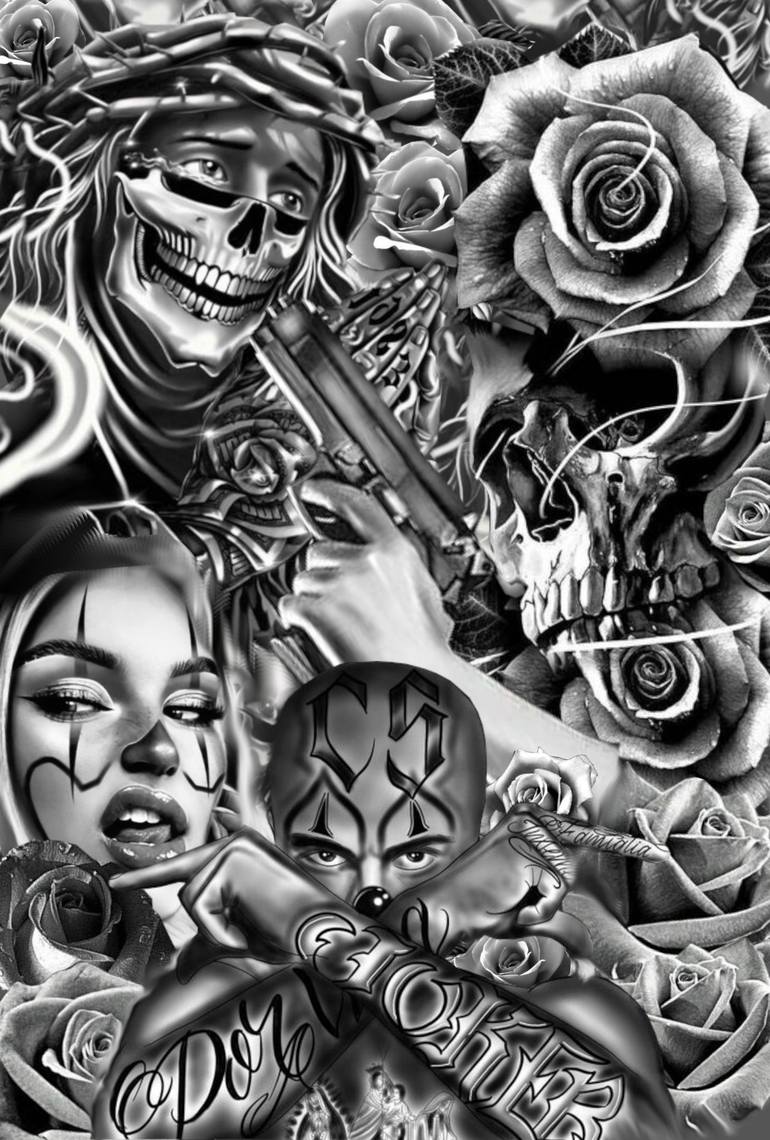 Street Wise Chicano Theme Collage by Chance S | Saatchi Art