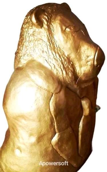 Fierce lion on old suit inspirational art gold sculpture thumb