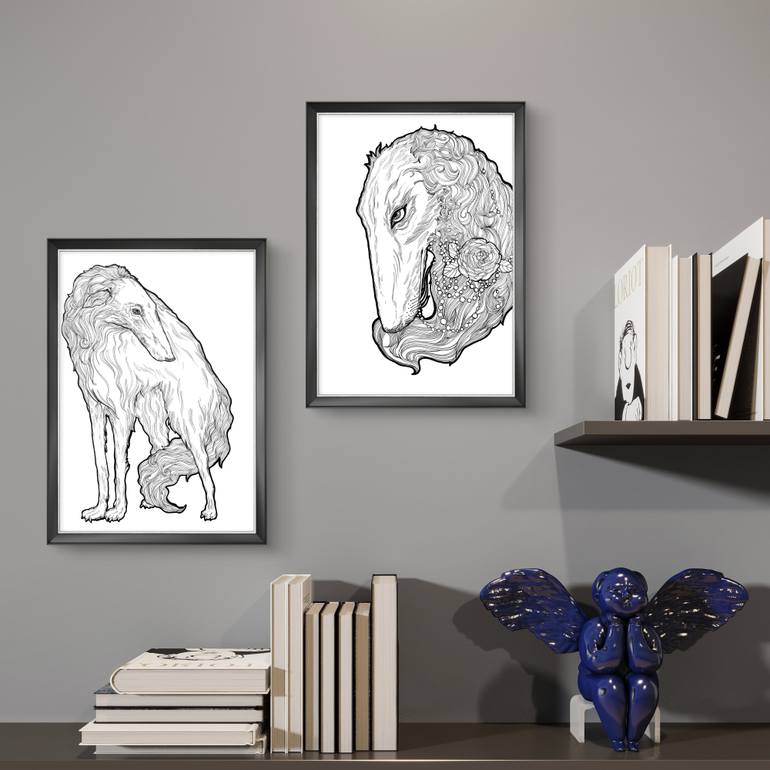 Original Art Nouveau Animal Drawing by Veronika Teslitskaia