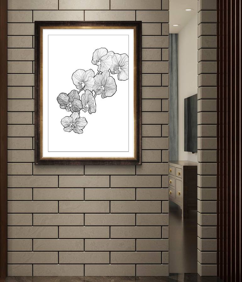 Original Art Nouveau Floral Drawing by Veronika Teslitskaia