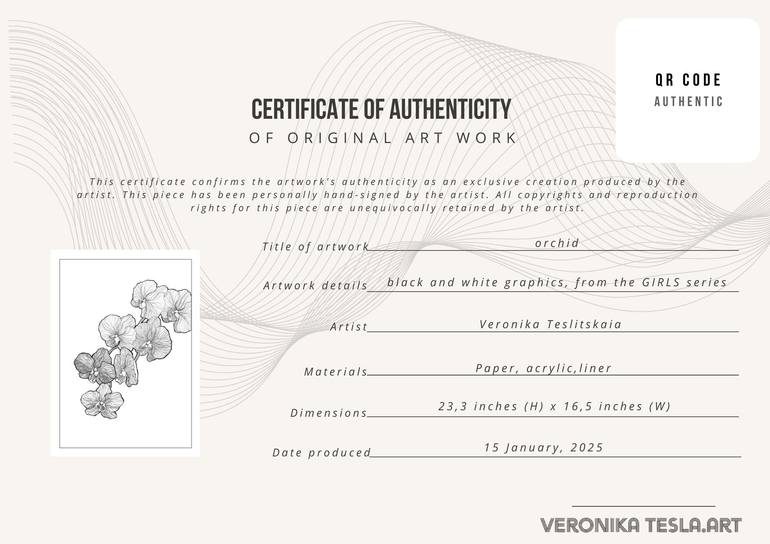 Original Art Nouveau Floral Drawing by Veronika Teslitskaia