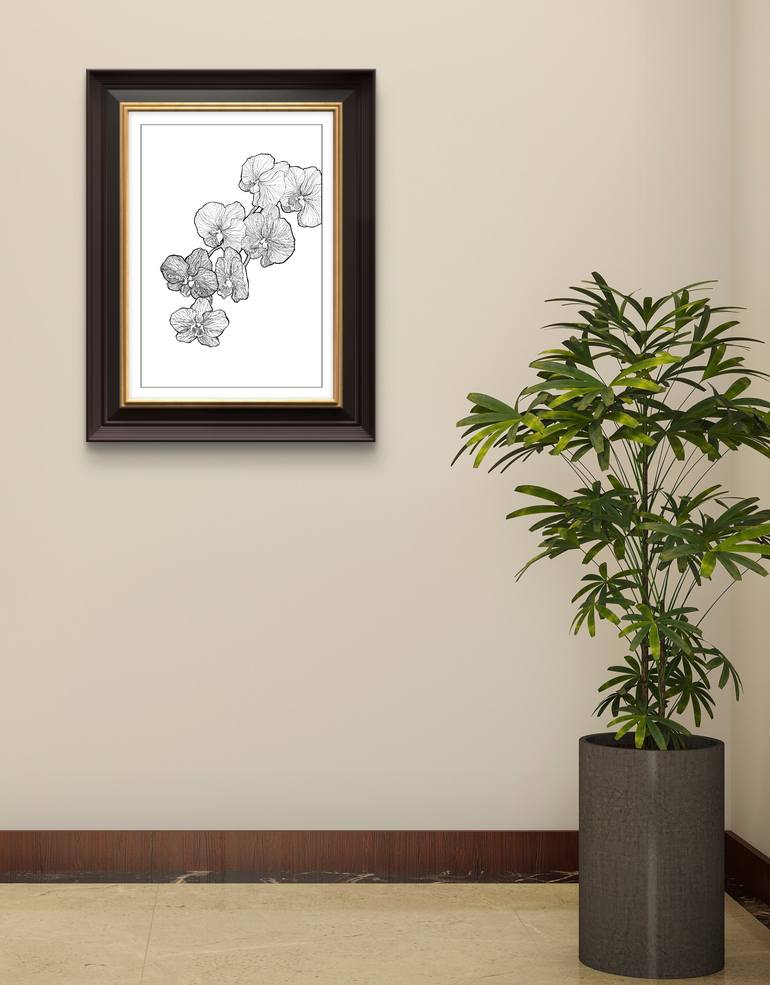 Original Art Nouveau Floral Drawing by Veronika Teslitskaia