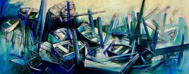 Original Contemporary Boat Paintings by michelle miller