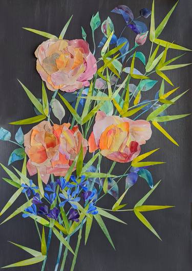 Original Fine Art Floral Collage by Alice Bulmer