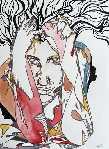 Print of Abstract Portrait Mixed Media by Olena Spiridonova