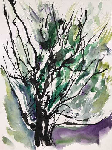 Print of Abstract Tree Paintings by Olena Spiridonova
