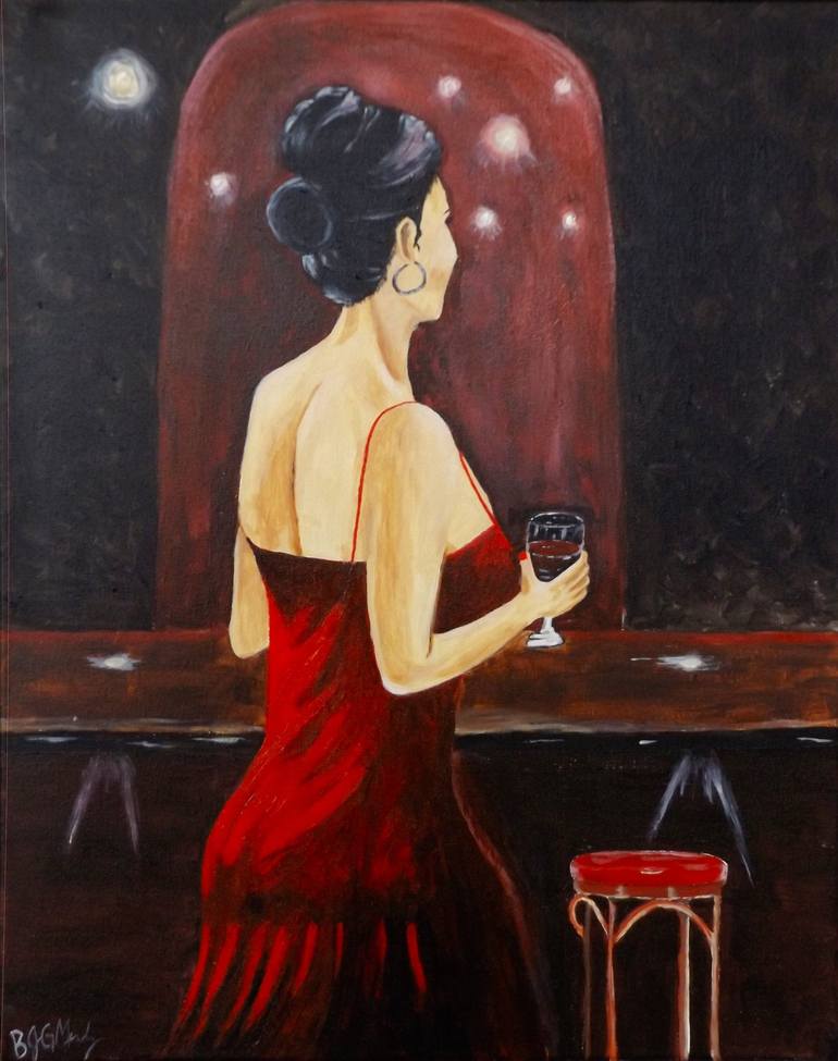 Lady in Red Painting by Brenda J G Goddu Mendoza | Saatchi Art