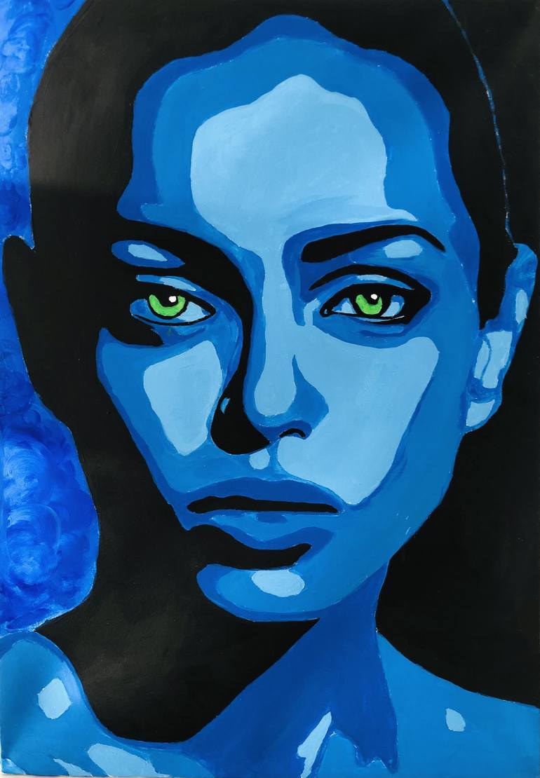 Blue Girl Painting by Yahya Ciftsuren | Saatchi Art