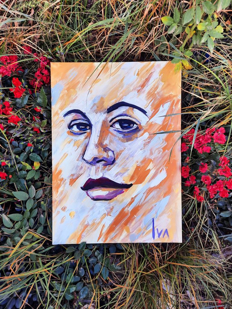 Original Impressionism Portrait Painting by Iva Art