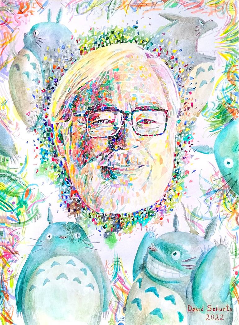 Director and screenwriter of animated films Hayao Miyazaki Painting by  David Sakunts Depoyan