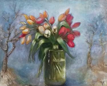 Original Surrealism Floral Paintings by Olga Vedyagina