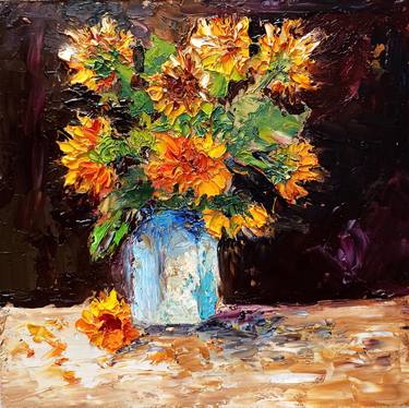 Original Expressionism Floral Painting by Olga Vedyagina