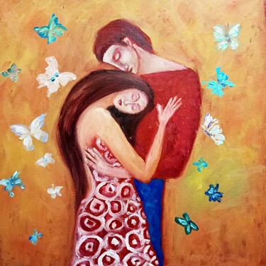 Original Figurative Love Painting by Olga Vedyagina