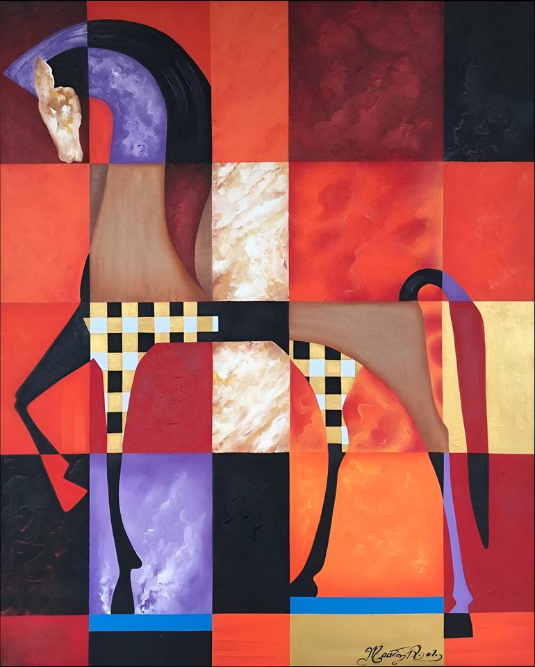 Original Cubism Horse Painting by Macister Rodríguez