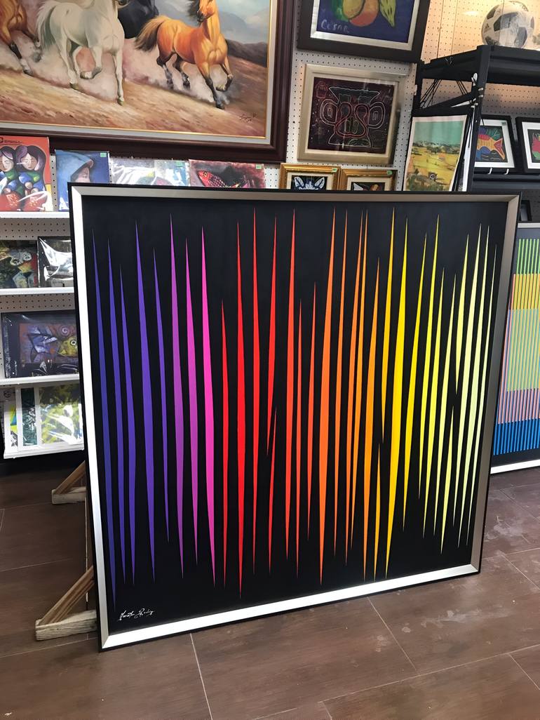 Original Geometric Time Painting by Macister Rodríguez