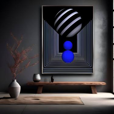 Original Geometric Outer Space Paintings by Macister Rodríguez