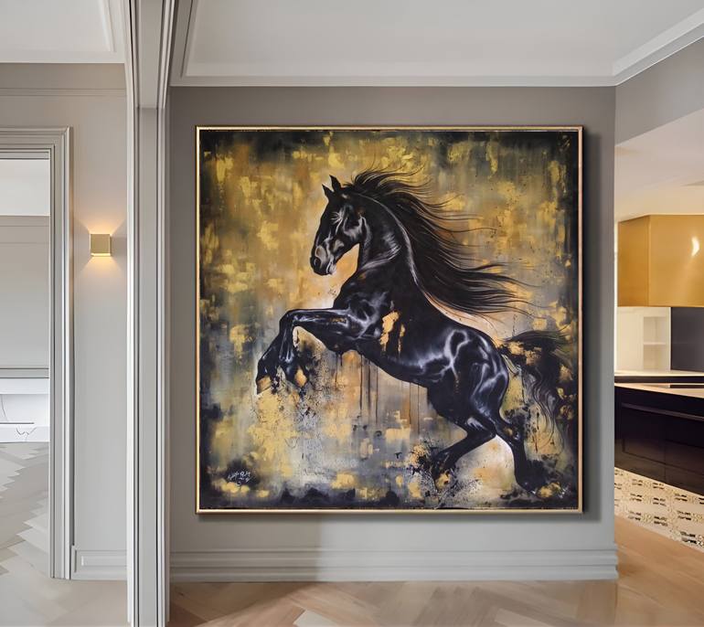 Original Realism Horse Painting by Macister Rodríguez