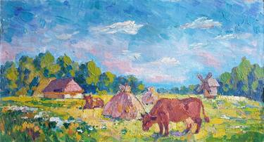 Original Impressionism Rural life Paintings by Vika Viktor Trotsenko