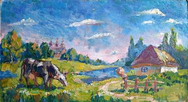 Original Impressionism Rural life Paintings by Vika Viktor Trotsenko