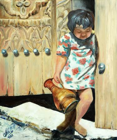 Original Realism Rural life Paintings by Muharam Ashurova