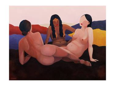 Print of Women Paintings by Myriam Achour Soumati