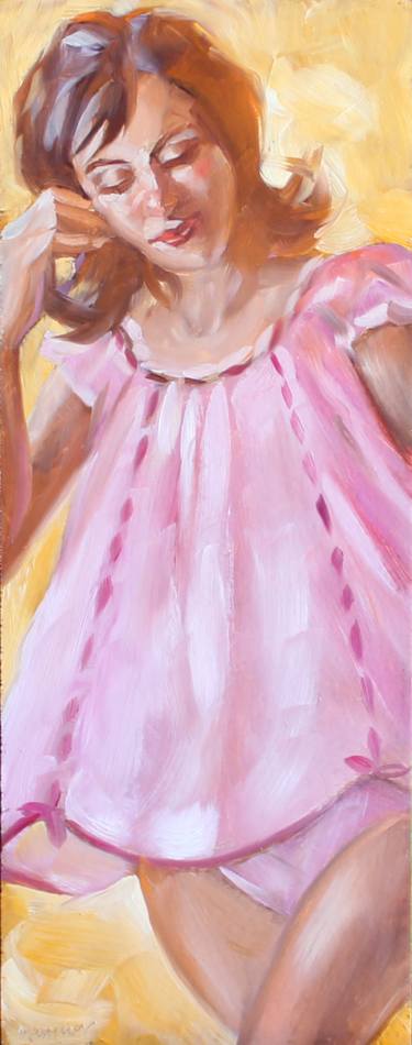 Pink Teddy, oil on wooden panel, 8x20 inches thumb