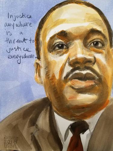 Martin Luther King, 11 x14 inches, watercolor and crayon on cotton paper thumb