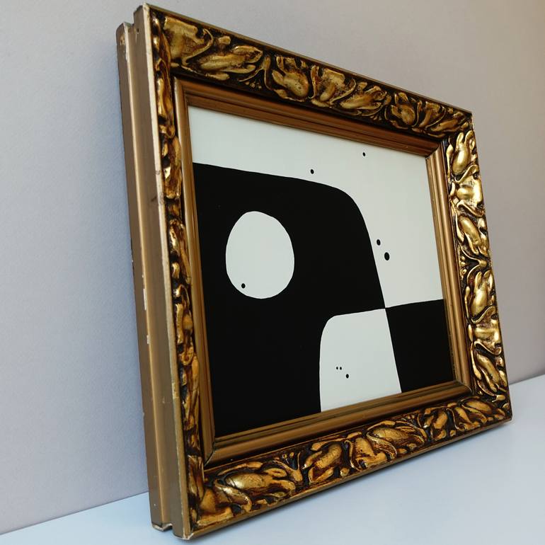 Original Black & White Abstract Painting by Guy Cardon