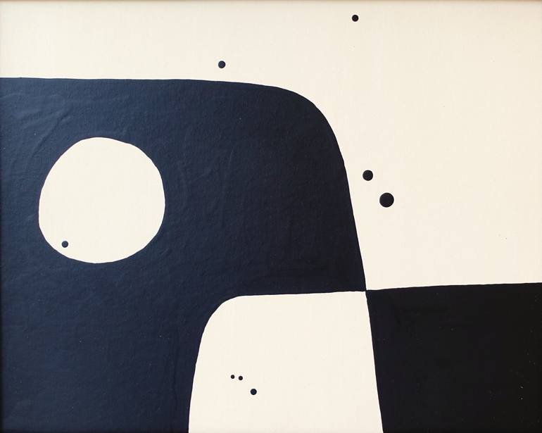 Original Black & White Abstract Painting by Guy Cardon