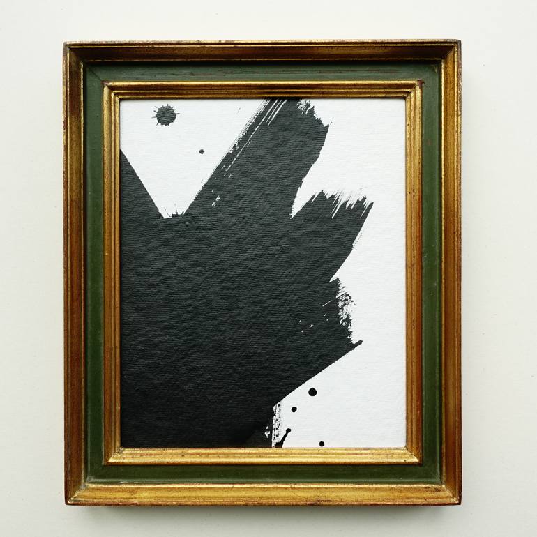 Original Black & White Abstract Painting by Guy Cardon