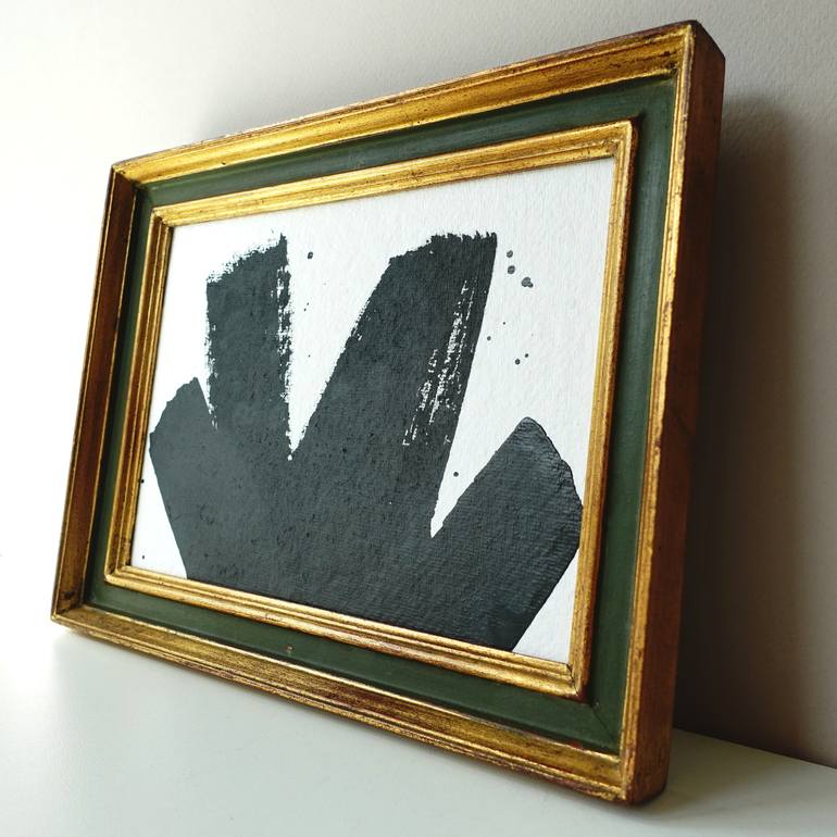 Original Black & White Abstract Painting by Guy Cardon