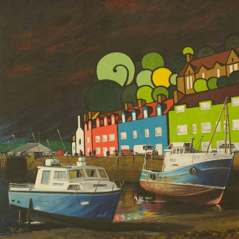 Original Boat Painting by David Taylor-curran | Contemporary Art on Canvas | Portree, Isle of Skye