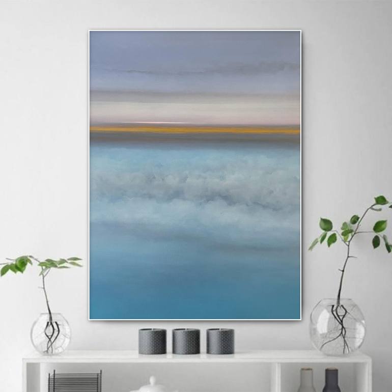 Original Minimalism Seascape Painting by Larysa Uvarova