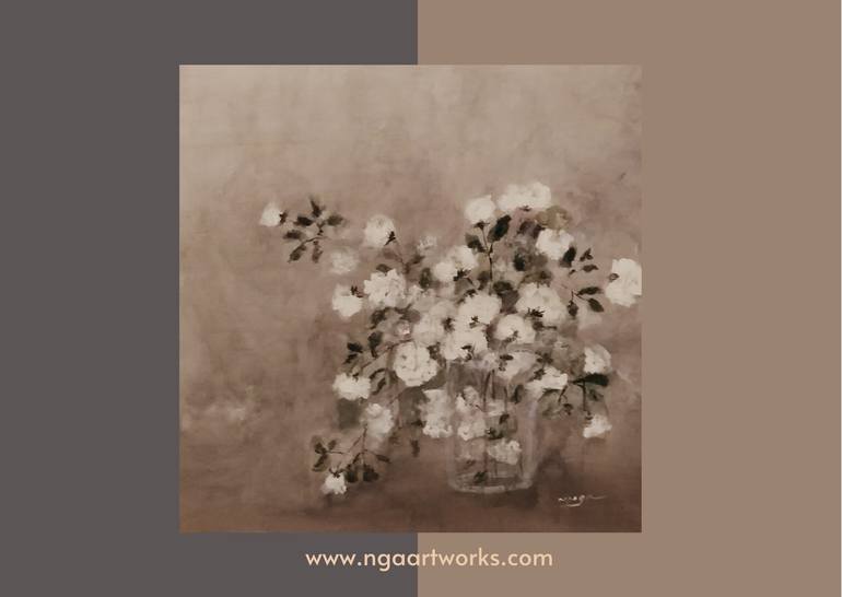 Original Art Deco Botanic Painting by Nga Nguyen