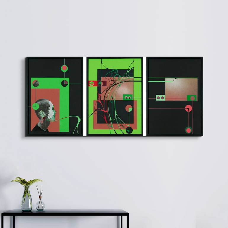 Original Geometric Abstract Mixed Media by Nerea Azanza