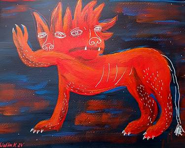 Lion with two heads, acrylic on paper thumb