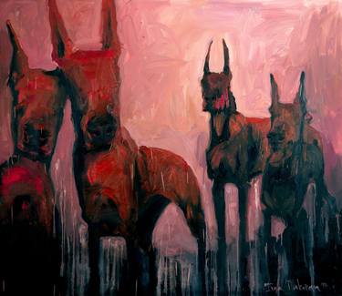 Print of Expressionism Dogs Paintings by Inga Makarova
