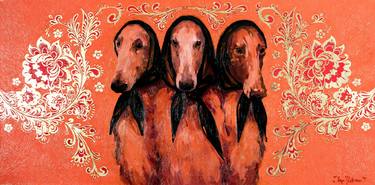 Print of Art Deco Dogs Paintings by Inga Makarova