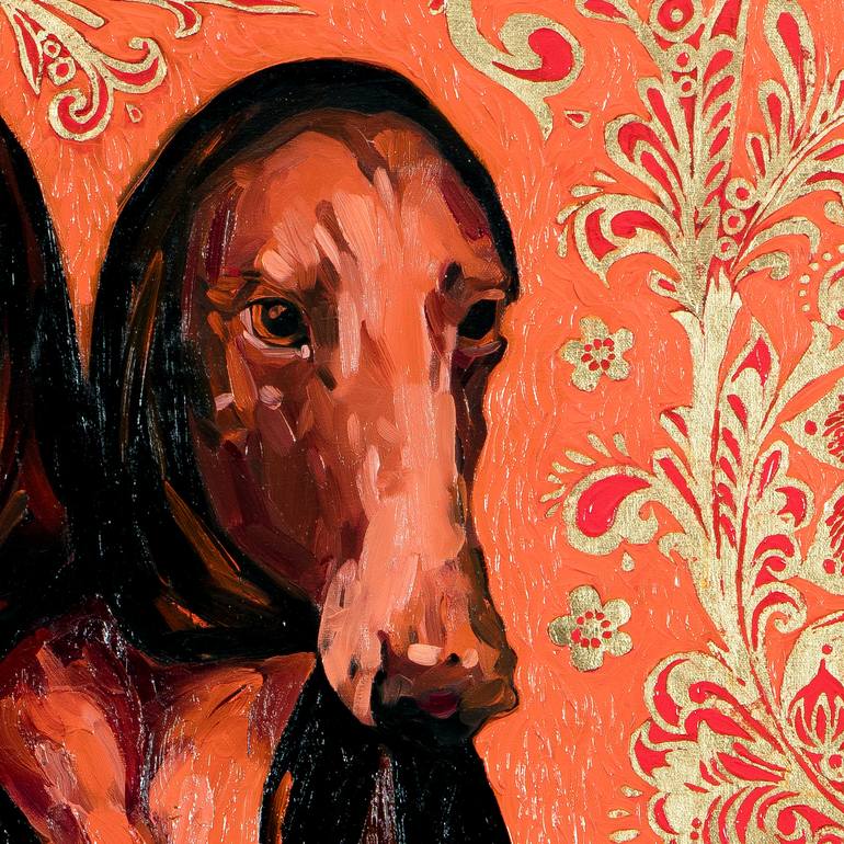 Original Art Deco Dogs Painting by Inga Makarova