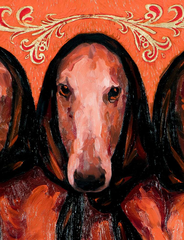 Original Art Deco Dogs Painting by Inga Makarova