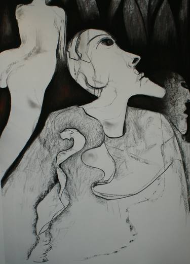 Original Abstract Expressionism People Drawings by suzanna reynolds