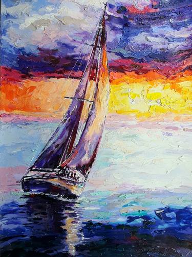 Print of Sailboat Paintings by Trisha RS