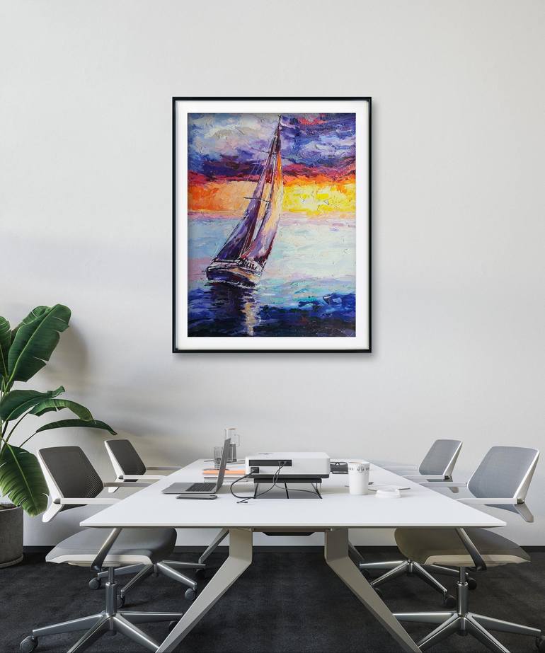 Original Sailboat Painting by Trisha RS