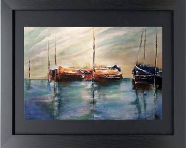 Original Abstract Sailboat Paintings by Trisha RS