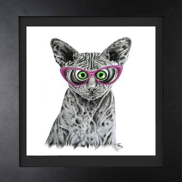Original Photorealism Cats Drawings by Trisha RS