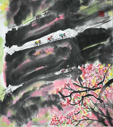 Print of Bicycle Paintings by Hui Wang