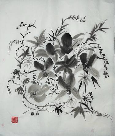 Original Abstract Garden Paintings by Hui Wang