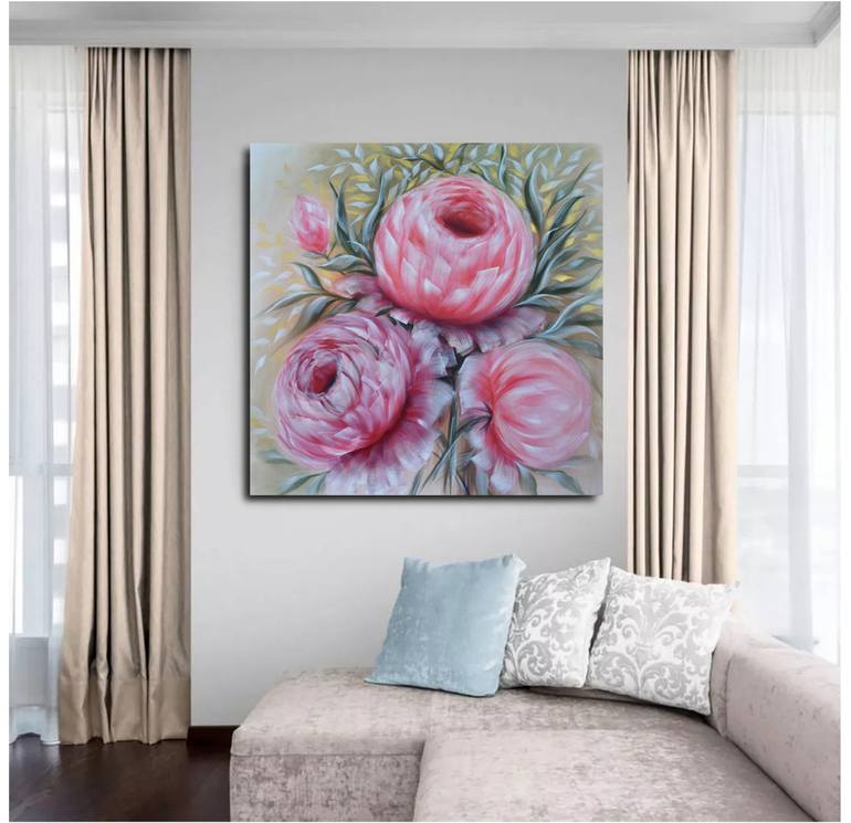 Original Abstract Expressionism Floral Painting by Eva Pearl