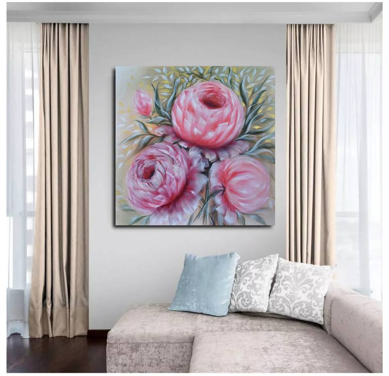 Original Abstract Expressionism Floral Painting by Eva Pearl