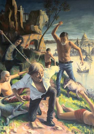 Original Conceptual Political Paintings by Quentin Liu